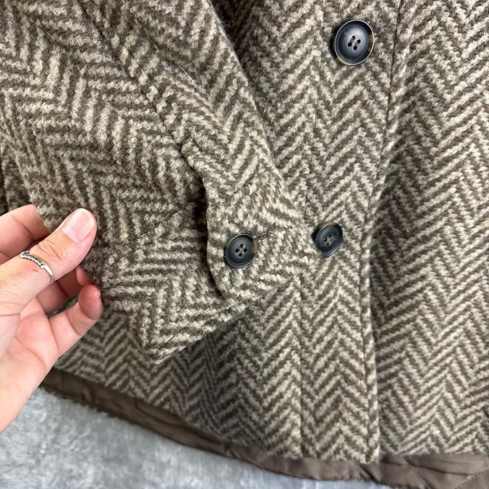 H&M Shirt Jacket Womens Small Brown Herringbone Quilted Lined Shacket (1779) - Picture 3 of 12